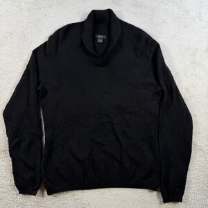 Prive Sweater Womens Large Black 100% Cashmere Shawl Collar Pullover Soft
